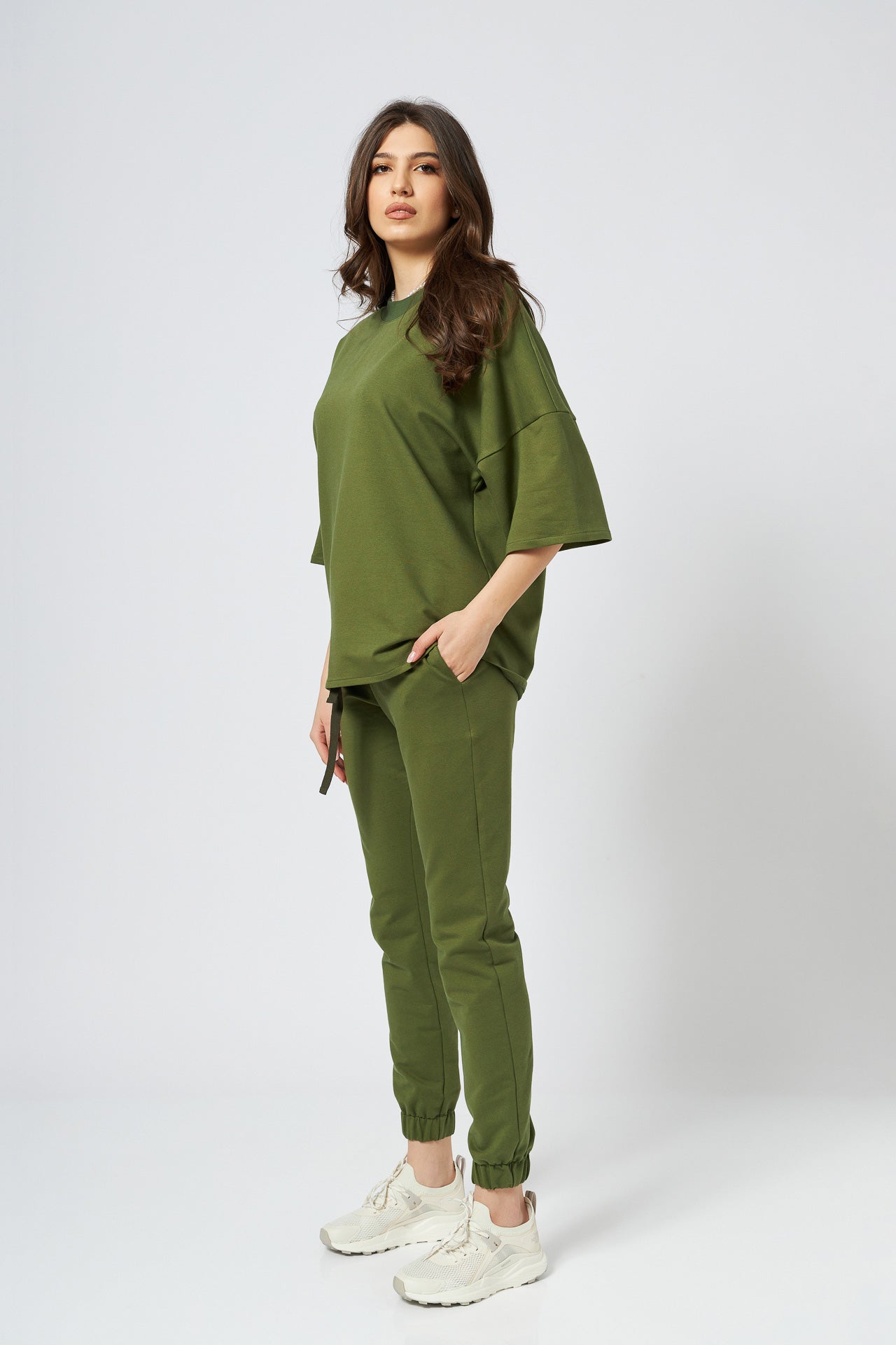 Tricou oversized unisex kaki