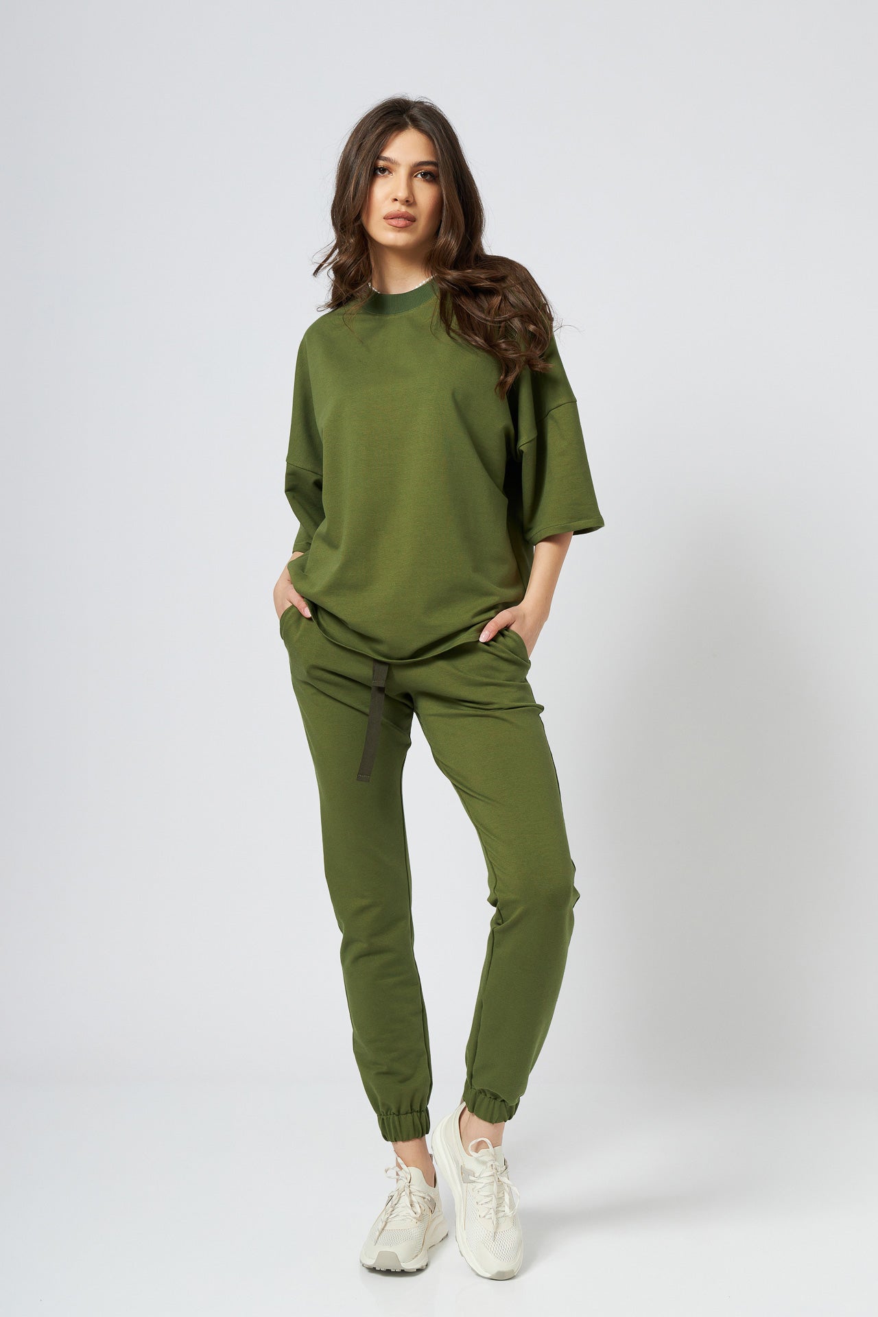 Tricou oversized unisex kaki