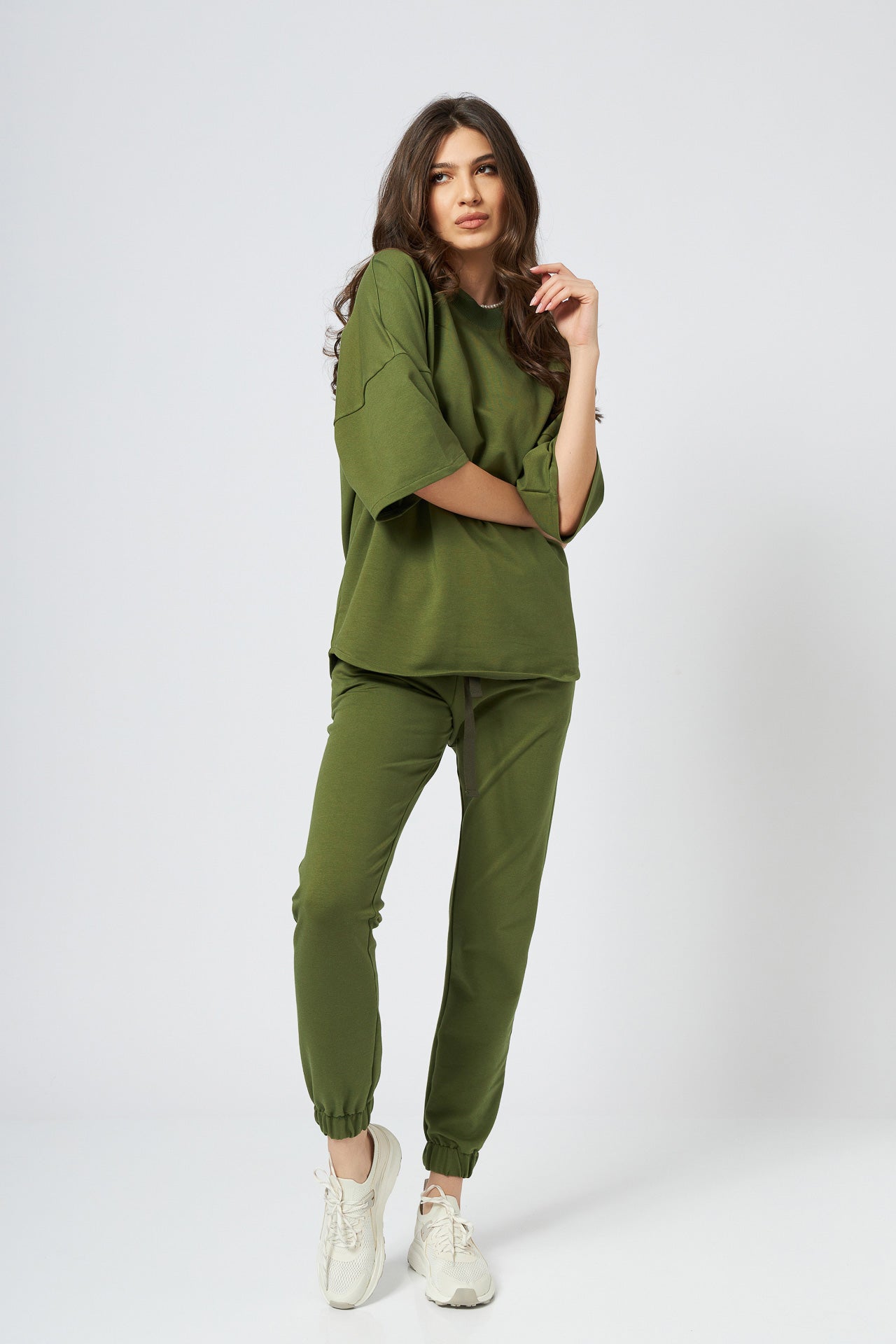 Tricou oversized unisex kaki