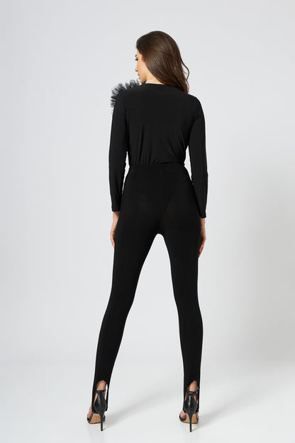 Body Cu Decolteu Adanc Și Volane Din Tulle