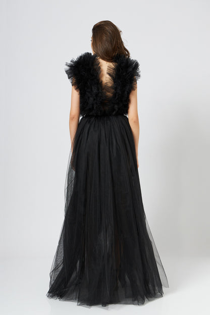 Rochie Din Tulle Cu Volane