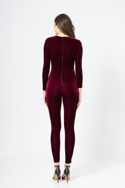 Salopeta dama din catifea burgundy