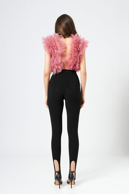 Body Rose Cu Volane Din Tulle Stratificat