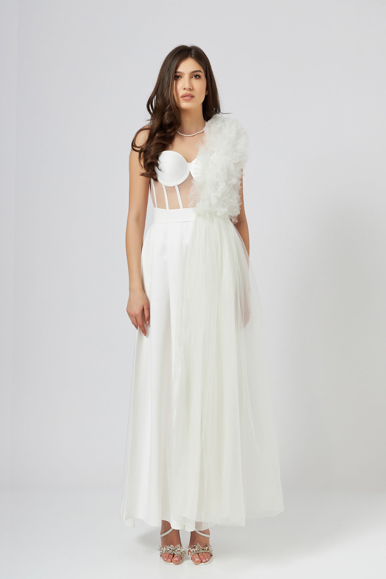 Corset Alb Asimetric Deconstruit