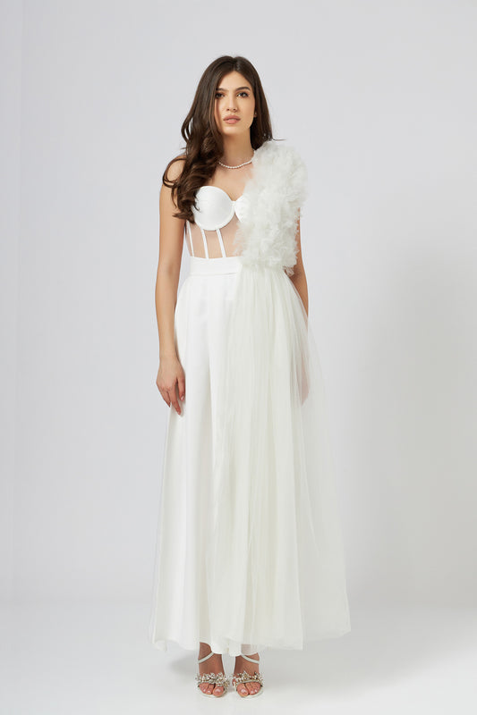 Corset Alb Asimetric Deconstruit
