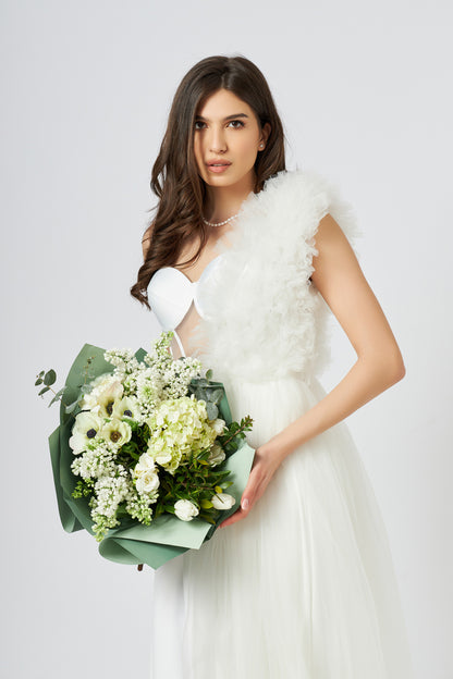 Corset Alb Asimetric Deconstruit