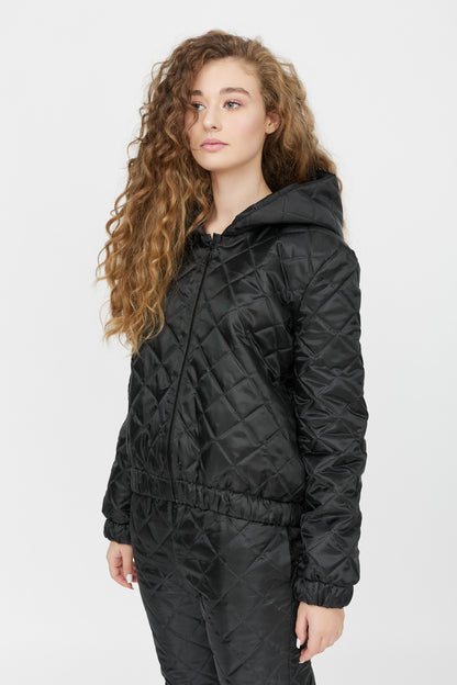 Hanorac dama cu gluga din microfibra matlasata