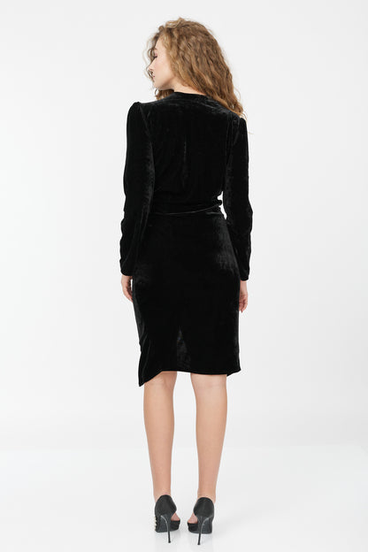 Rochie Drapata Midi Din Catifea