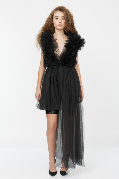 Rochie Asimetrica Transparenta Din Tulle