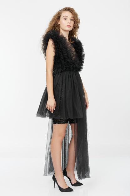 Rochie Asimetrica Transparenta Din Tulle