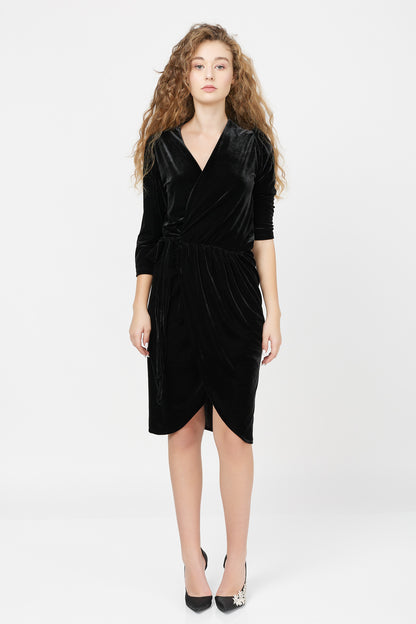Rochie Drapată Din Catifea