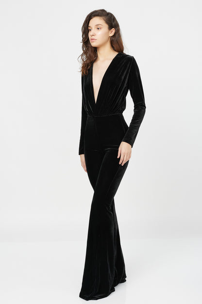 Pantalon lung din catifea