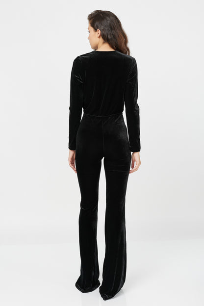 Pantalon lung din catifea