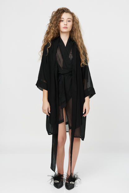 Rochie Kimono Dublu Din Voal