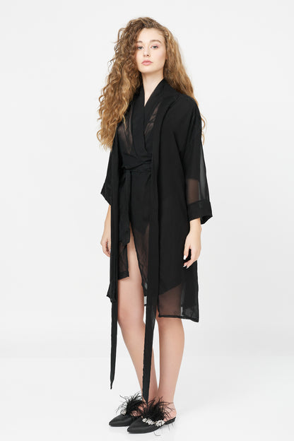 Rochie Kimono Dublu Din Voal