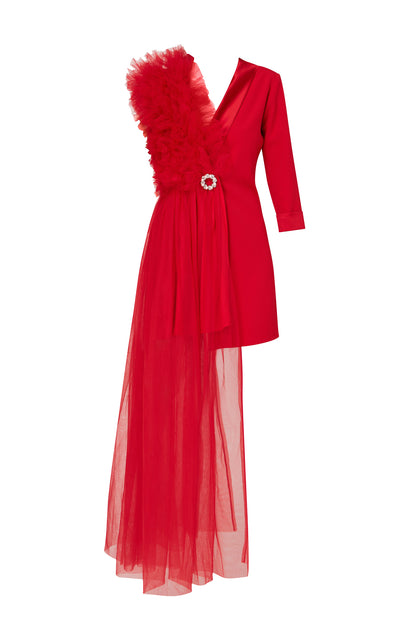 Rochie Sacou Rosu Deconstruit