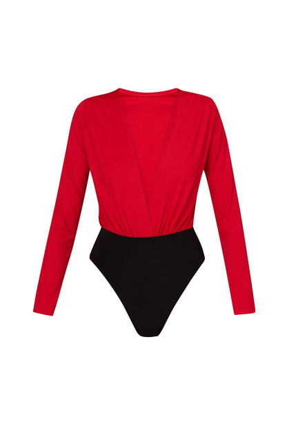 Body Roșu Cu Decolteu Adanc