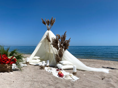 Cort din voal în stil indian Teepee Jaisse Ivory XXL